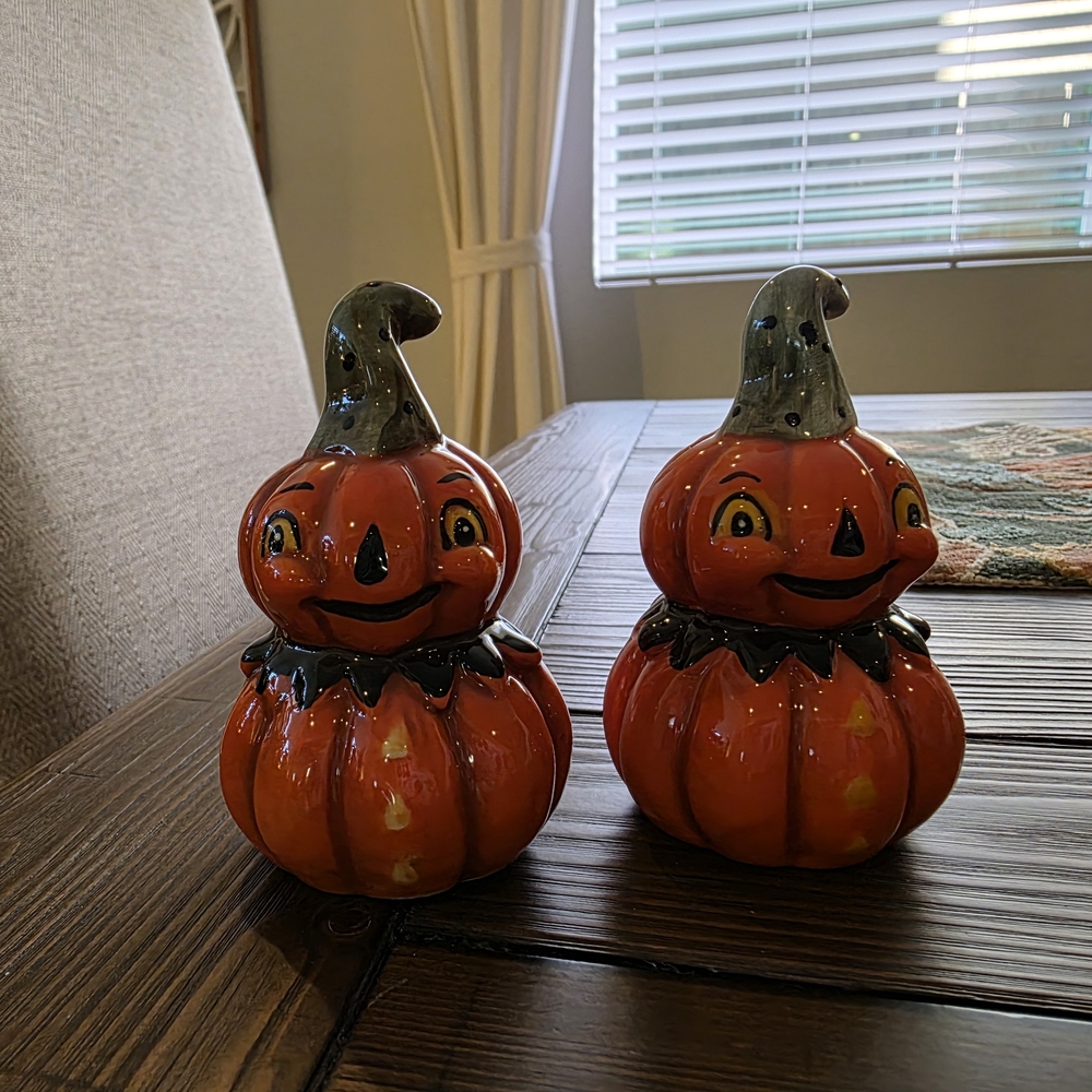 Whimsical Orange Pumpkin Figurines
